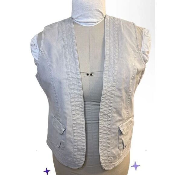 Chico's Jackets & Blazers - Chico’s Caribbean Canvas Corta Lined Vest Khaki Size 8/10 (Chico’s Sz. 1)